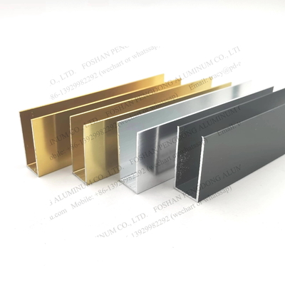 Aluminiowe profile okienne Dostosowany kanał U Błyszczący srebrny złoty kolor