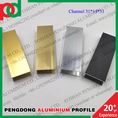 Aluminiowe profile okienne Dostosowany kanał U Błyszczący srebrny złoty kolor